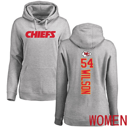 Women Kansas City Chiefs #54 Wilson Damien Ash Backer Pullover NFL Hoodie Sweatshirts->kansas city chiefs->NFL Jersey